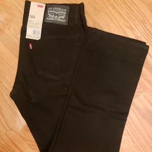 Men Levi's 504 Regular Denim Black Jean 32" X 33"